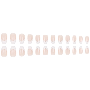 Classic nude and white V-shape French tip ballerina press-on nails in 24-piece set