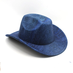 Cappello da cowboy blu scuro classico con finitura testurizzata e tesa curva