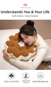 Detail of plush flower seat cushion showing soft sherpa texture and premium cotton filling