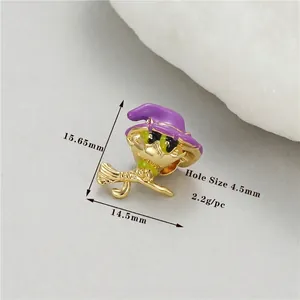 Detail of wizard hat pumpkin charm showing 15.65mm height and 4.5mm hole diameter