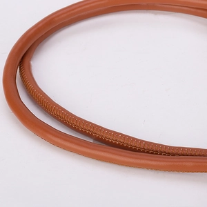 Adjustable brown leather replacement shoulder strap for crossbody bags with fine stitching
