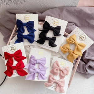 Barrettes À Cheveux Nœud En Tissu Fait Main Pinces À Cheveux Couleur Unie Mignonne Pour Filles Enfants