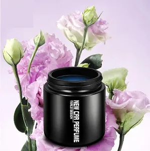 Car air freshener solid balm in black jar with natural plant essential oil extract