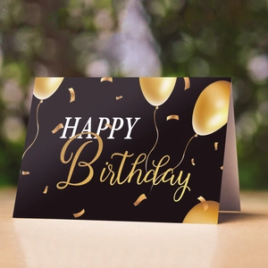 Lot de 24 cartes de vœux anniversaire noir et or avec enveloppes et autocollants