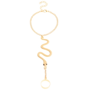 Bracciale ad anello a serpente dorato gotico con catena regolabile e design stile punk