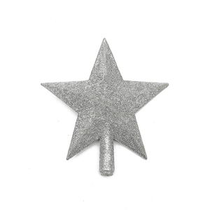 Detailed view of 3D silver glitter star Christmas tree topper with secure base connector