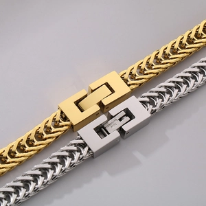 Braided hiphop cuban link chain necklaces in gold and silver stainless steel finish