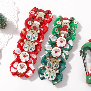 Barrettes de Noël avec nœuds papillon, Père Noël et rennes scintillants pour filles