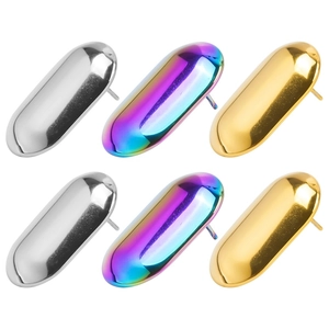 Detailed set of capsule geometric earrings in silver, gold, and iridescent finishes