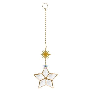 Star-shaped gold metal suncatcher with faceted crystals for home window decoration
