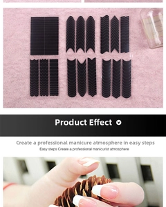 Detailed sheet of French manicure stencils with wave, V-shape and curved patterns