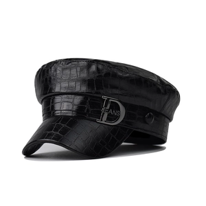 Casquette Newsboy Femme Simili Cuir Motif Crocodile Rétro Avec Boucle Métallique Imperméable À La Mode Chaud