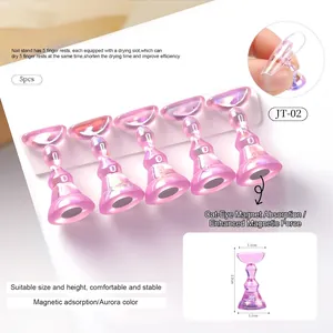 Macro shot of 5pcs aurora purple nail art stands with magnetic bases for practice