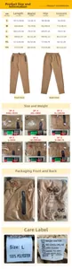Detailed size chart for men fitness joggers with dimensions and fabric weight information