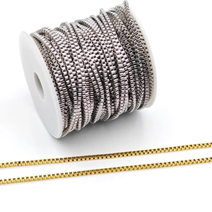 Polished 18K gold and silver stainless steel box chains for jewelry making and necklaces