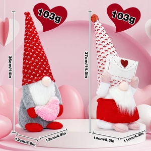 Valentine's Day faceless gnomes set with plush hearts and envelopes for holiday decoration