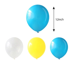 12-inch latex balloon set including 18 pieces in yellow, blue and white colors