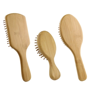Eco-friendly 3-piece bamboo hair brush set with rectangular and oval massage combs