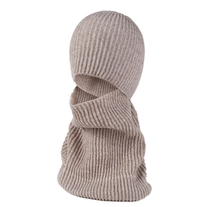 Warme gebreide bivakmuts met nekwarmer voor buiten sporten en skiën in de winter.
