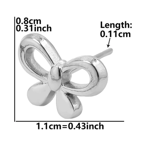 Specifiche dimensionali per orecchini a farfalla in acciaio inossidabile con misure in cm