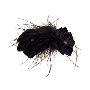 Pince à cheveux élégante en plumes noires avec nœud en strass pour coiffures féminines