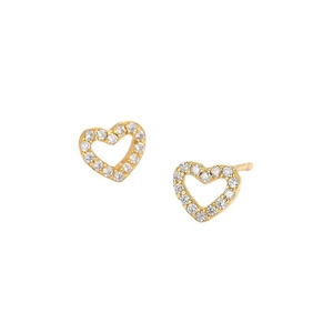 Elegant S925 sterling silver heart stud earrings with pavé set white zircon stones