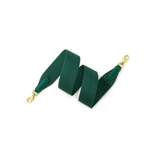 Dark green wide woven canvas shoulder strap with gold hardware for crossbody bags