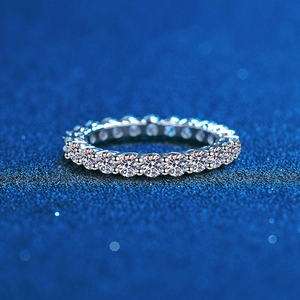 Elegantly crafted S925 sterling silver full eternity ring with round moissanite diamonds