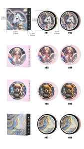Detailed dimensions of Molianji loose powder containers with unicorn and angel themes