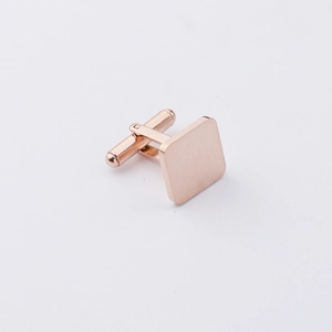 French style square rose gold stainless steel cufflinks with a polished metal finish