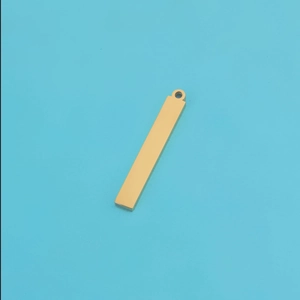 Polished gold rectangular stainless steel pendant with hole for custom DIY jewelry
