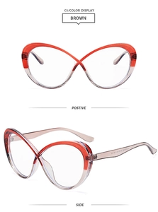 Detail view of TR90 butterfly frame with orange gradient finish and fine glitter texture