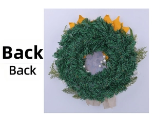 Detail view showing the sturdy back structure of a sunflower Christmas wreath with pine needles