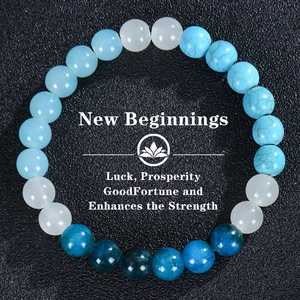 Bracciale Di Perline In Pietra Naturale Apatite Blu Turchese Perline Tonde Fatte A Mano Gioielli Per Guarigione Energetica Per Uomo Donna
