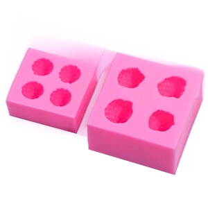 Set of two pink 3D strawberry silicone molds for chocolate and DIY crafts baking