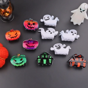 Halloween Hair Claw Clips Acrylic Spooky Ghost Pumpkin Haunted House Shapes Festive Party Costume Accessories Women Girls