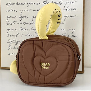 Borsa Da Toilette In Nylon Trapuntato Cuore Organizzatore Trucco Imbottito Borsa A Mano Tracolla Portatile Viaggio Per Donne