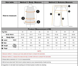 Detailed size chart for men casual business pants with waist and length measurements