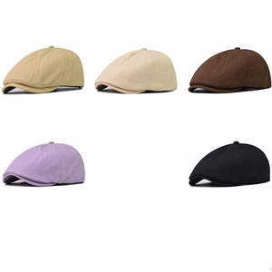 Classic breathable cotton newsboy caps for men in multiple vintage colors shown on white