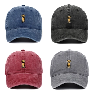 Casquette De Baseball En Coton Lavé Avec Broderie Chien Vintage Ajustable Dad Hat Protection Solaire Unisexe