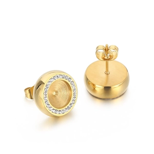 Minimalistische goldene Edelstahl-Ohrstecker mit runder Zirkon-Einlage für Damen