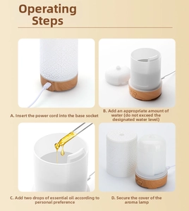 Detailed four-step guide for using the USB wood grain ultrasonic aroma humidifier