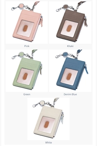 Litchi pattern leather ID holders in five colors with retractable metal buckles