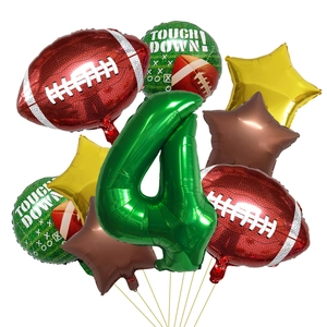 Set palloncini rugby con numero 4, forme di football e decorazioni a stella Touch Down