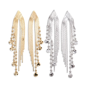 Boucles d'oreilles pendantes à franges en paillettes métalliques plaqué or 18k