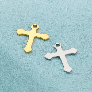 Stainless Steel Cross Pendant Polished Minimalist Religious DIY Jewelry Making Charm For Necklace