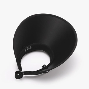 Women's black breathable open top sun visor with wide brim and adjustable toggle