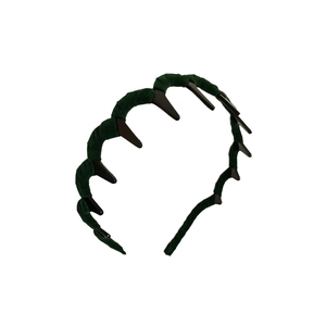 Dark green velvet wavy headband with anti-slip teeth for high top hairstyle