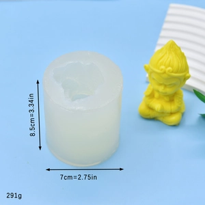 Cylindrical Sun Wukong Buddha silicone mold for DIY candles and soap 8.5x7cm
