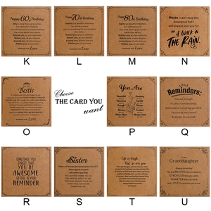 Retro kraft paper jewelry display cards with sentimental text for natural stone bracelets